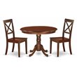 Pemberly Row 3-Piece Mahogany Dining Set with Wood Seat