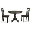 Pemberly Row 3-Piece Kitchen Set in Cappuccino with Wood Seat