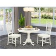 Pemberly Row 3-Piece Dining Set with Round Pedestal Table in Linen White Finish