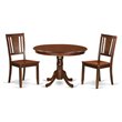 Pemberly Row 3-Piece Dining Set with Solid Wood Chairs in Mahogany Finish