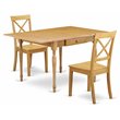 Pemberly Row 3-Piece Wood Dining Set with X Back Chairs in Oak