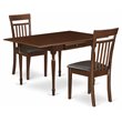 Pemberly Row 3-Piece Dining Set with Slat Back Chairs in Mahogany