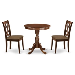 Pemberly Row 3-Piece Round Table and Chair Set in Mahogany