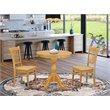 Pemberly Row 3-Piece Dining Table Set with Wood Seat in Oak