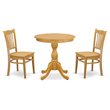 Pemberly Row 3-Piece Dining Table Set with Wood Seat in Oak