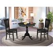 Pemberly Row 3-Piece Dining Set with Round Table in Black Finish