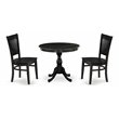 Pemberly Row 3-Piece Dining Set with Round Table in Black Finish