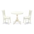 Pemberly Row 3-Piece Round Wooden Dining Set in Linen White Finish