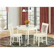 Pemberly Row 3-Piece Wooden Dining Table Set in Linen White with Wood Seats