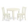 Pemberly Row 3-Piece Wooden Dining Table Set in Linen White with Wood Seats