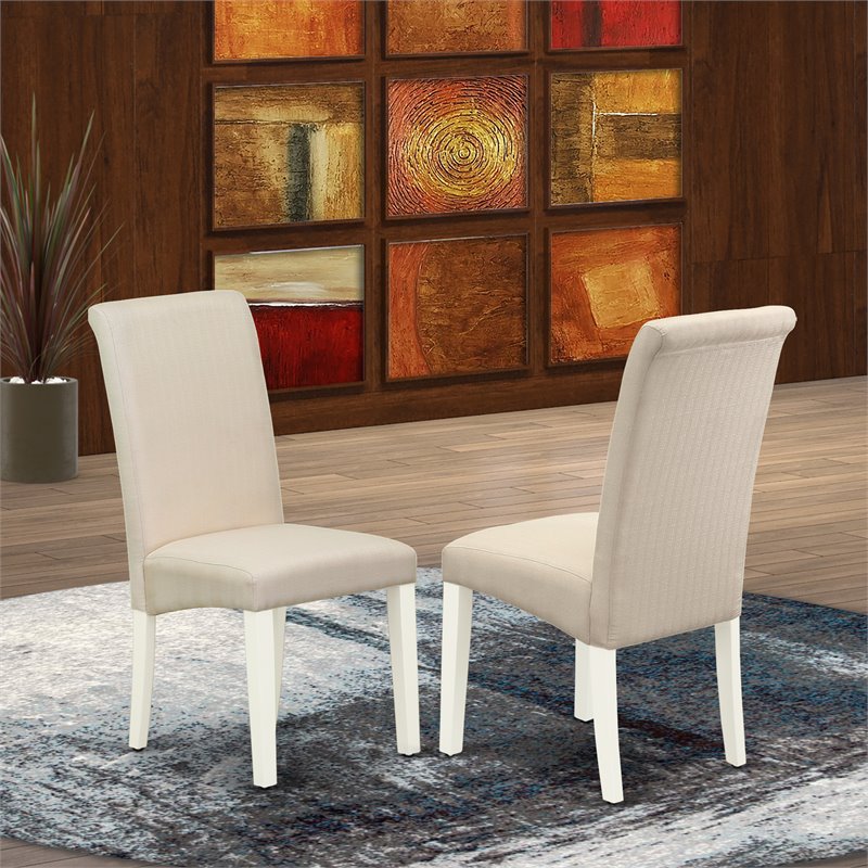 Pemberly Row Barry Linen Upholstered Dining Chairs in White (Set of 2)