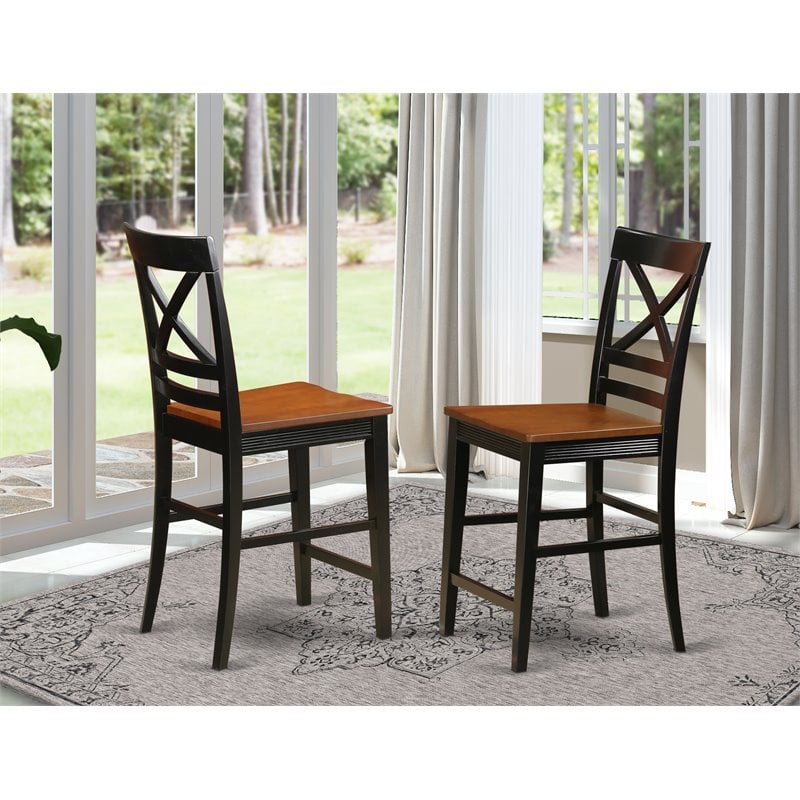 Pemberly Row Quincy Hardwood Counter Stools in Black & Cherry (Set of 2)
