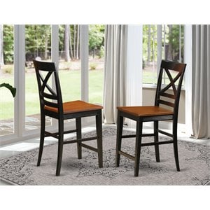 Pemberly Row Quincy Hardwood Counter Stools in Black & Cherry (Set of 2)