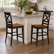 Pemberly Row Quincy Hardwood Counter Stools in Black & Cherry (Set of 2)