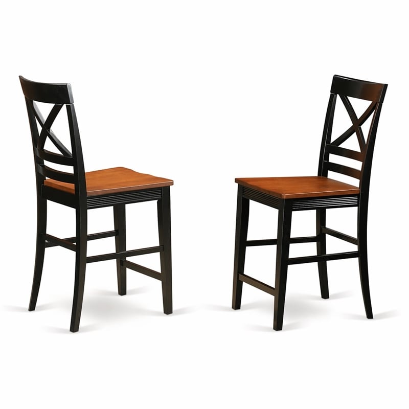 Pemberly Row Quincy Hardwood Counter Stools in Black & Cherry (Set of 2)