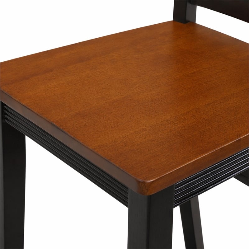 Pemberly Row Quincy Hardwood Counter Stools in Black & Cherry (Set of 2)