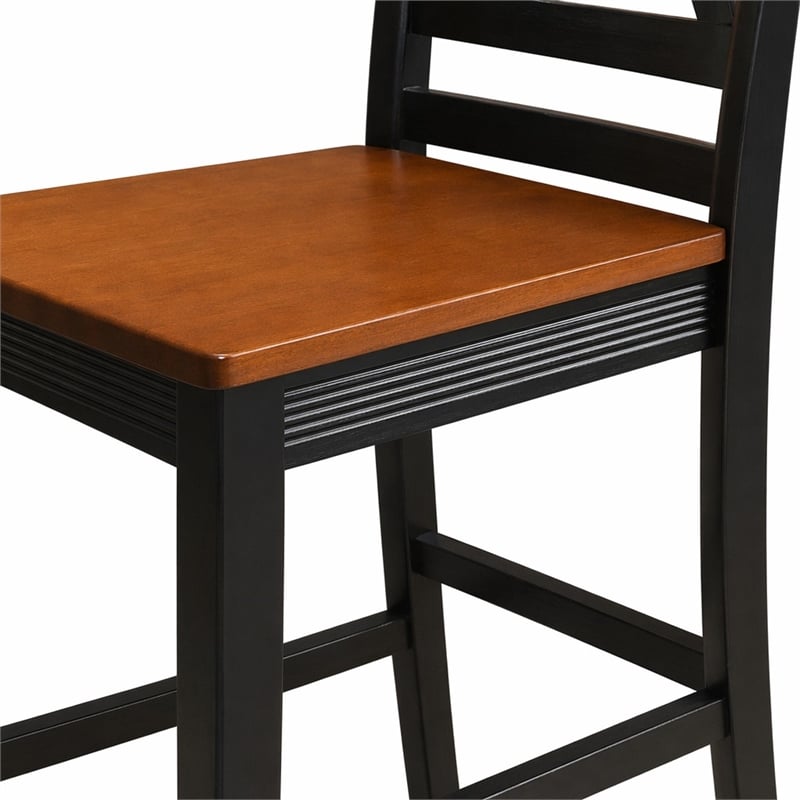 Pemberly Row Quincy Hardwood Counter Stools in Black & Cherry (Set of 2)