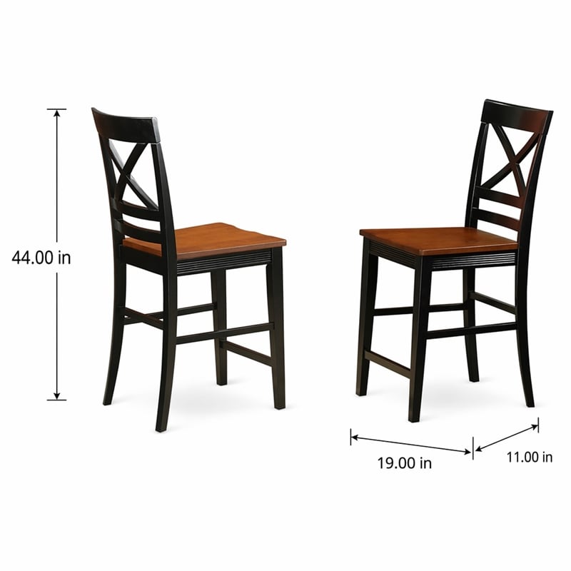 Pemberly Row Quincy Hardwood Counter Stools in Black & Cherry (Set of 2)