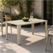 Pemberly Row Gudhjem Metal and Wicker Patio Dining Table in Natural Linen