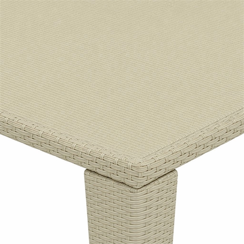 Pemberly Row Gudhjem Metal and Wicker Patio Dining Table in Natural Linen