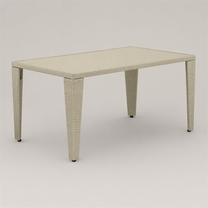 Pemberly Row Gudhjem Metal and Wicker Patio Dining Table in Natural Linen