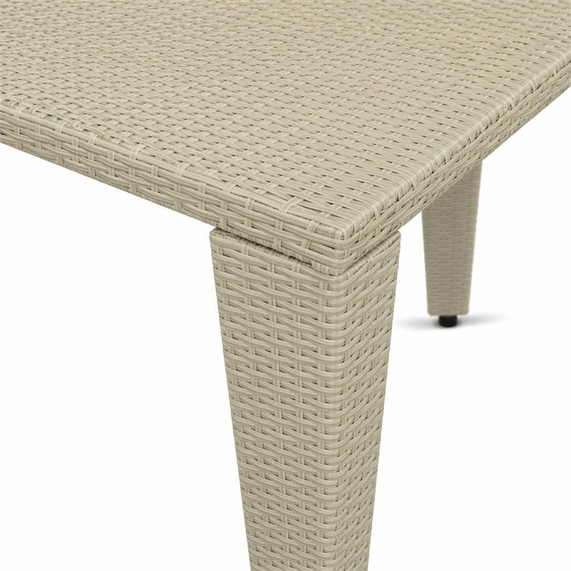 Pemberly Row Gudhjem Metal and Wicker Patio Dining Table in Natural Linen