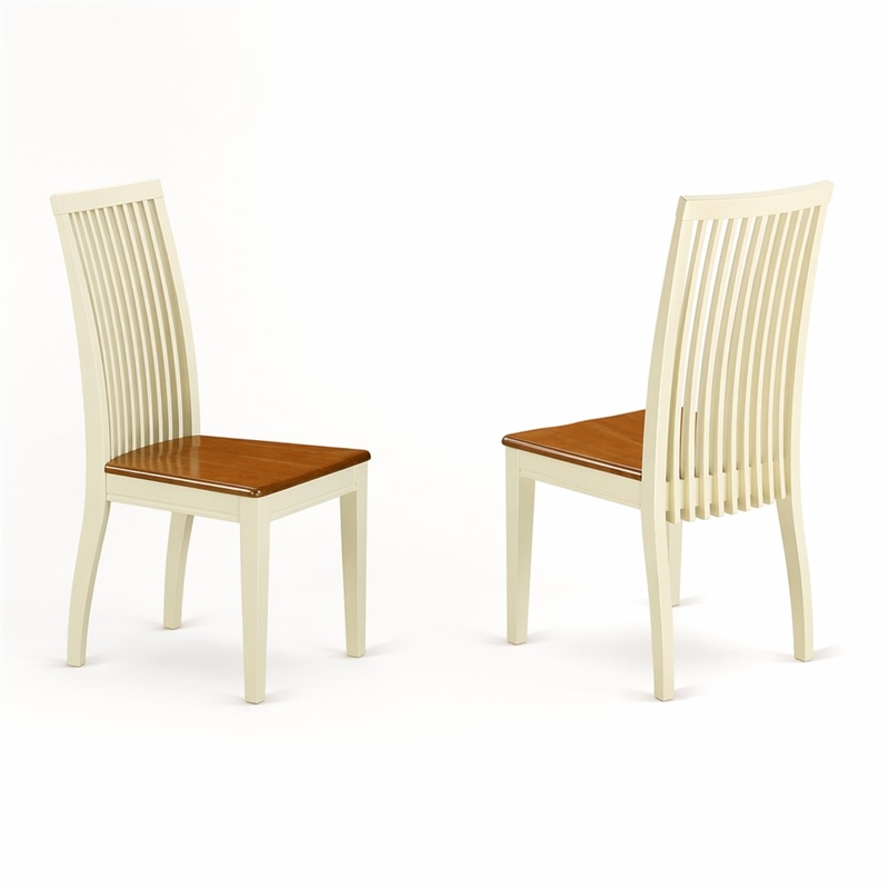 Pemberly Row Ipswich Wood Dining Chairs in Cream and Cherry Finish (Set of 2)