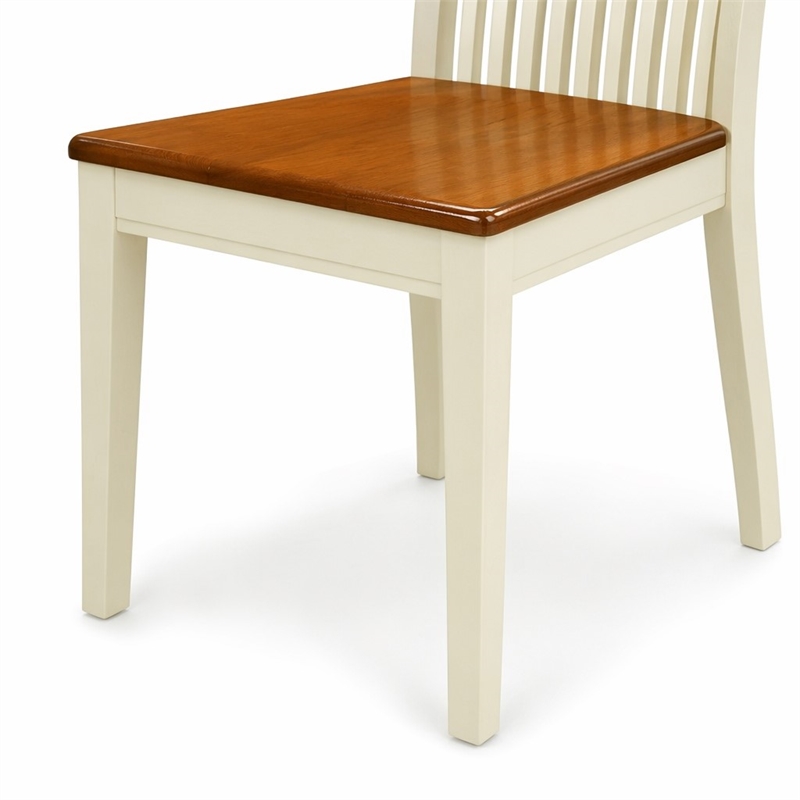 Pemberly Row Ipswich Wood Dining Chairs in Cream and Cherry Finish (Set of 2)