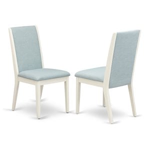 Pemberly Row 39&quot Fabric Dining Chair Set in Linen White/Blue (2 Pack)