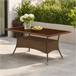 Pemberly Row Oslo Metal & PE Wicker Patio Dining Table in Brown