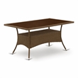 Pemberly Row Oslo Metal & PE Wicker Patio Dining Table in Brown