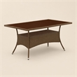 Pemberly Row Oslo Metal & PE Wicker Patio Dining Table in Brown