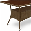 Pemberly Row Oslo Metal & PE Wicker Patio Dining Table in Brown