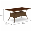 Pemberly Row Oslo Metal & PE Wicker Patio Dining Table in Brown