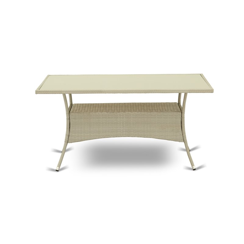 Pemberly Row Oslo Metal & PE Wicker Patio Dining Table in Natural