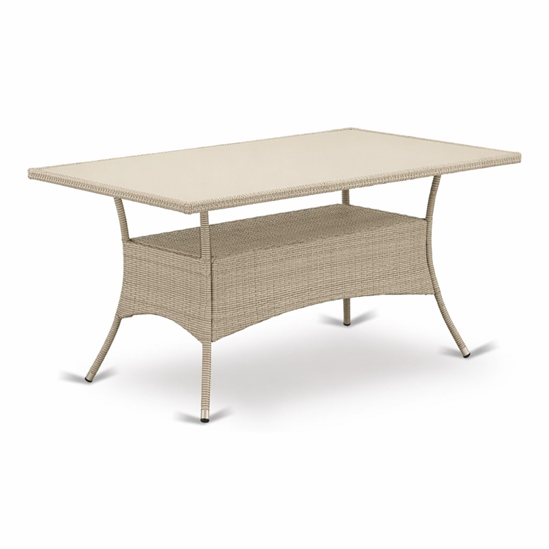 Pemberly Row Oslo Metal & PE Wicker Patio Dining Table in Natural