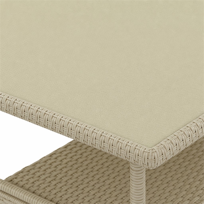 Pemberly Row Oslo Metal & PE Wicker Patio Dining Table in Natural