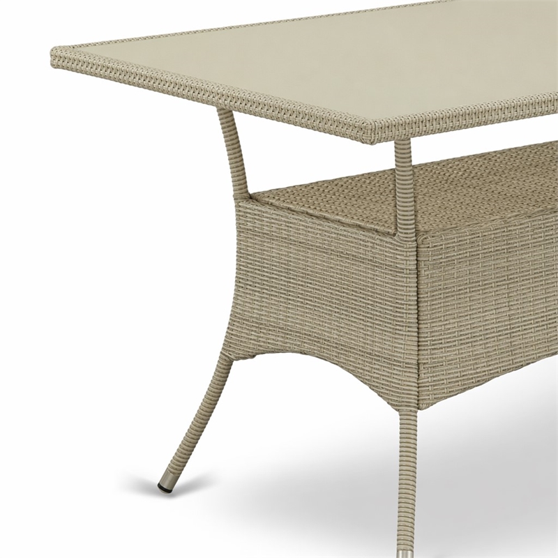 Pemberly Row Oslo Metal & PE Wicker Patio Dining Table in Natural