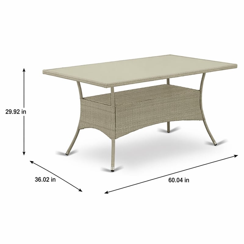 Pemberly Row Oslo Metal & PE Wicker Patio Dining Table in Natural