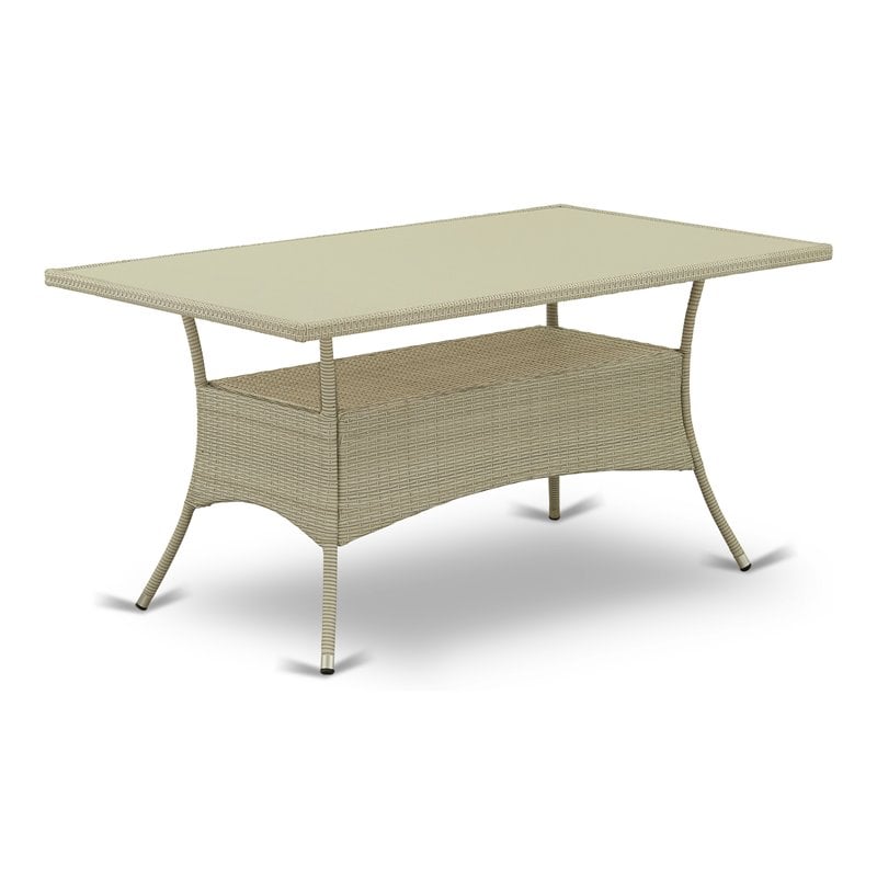 Pemberly Row Oslo Metal & PE Wicker Patio Dining Table in Natural