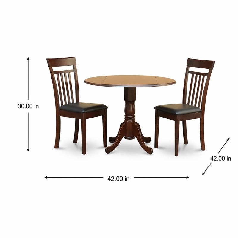 Pemberly Row Dublin Dining Set w/ Ladder Back Leather Chairs in Mahogany