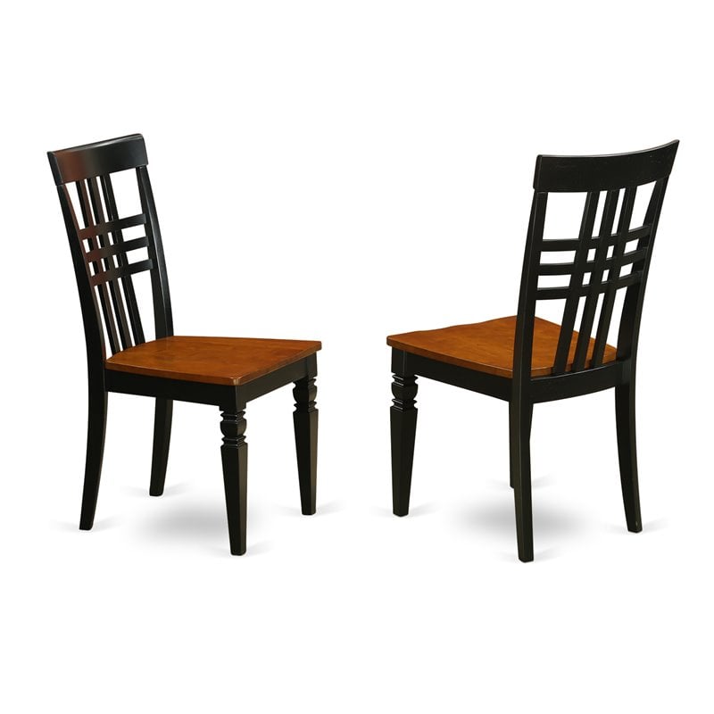 Pemberly Row 3-Piece Black and Cherry Wood Dining Set with Slatted Back Chairs