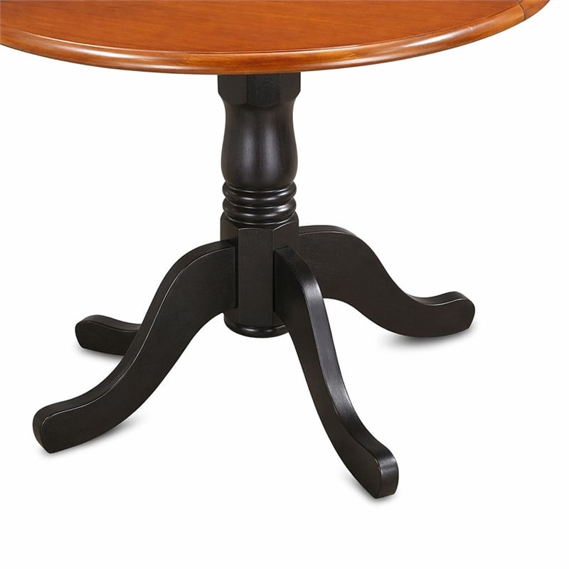 Pemberly Row 3-Piece Black and Cherry Wood Dining Set with Slatted Back Chairs
