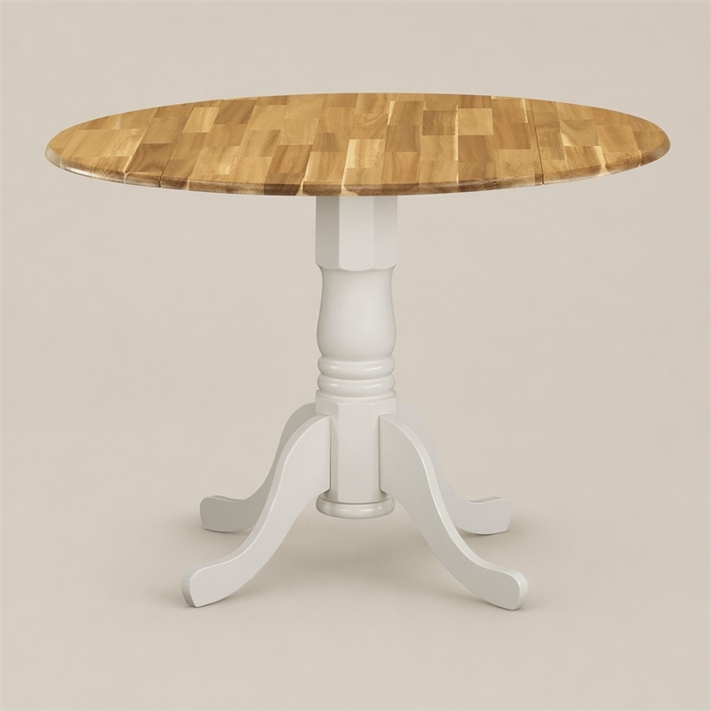 Pemberly Row Dublin Traditional Wood Dining Table in Natural/White