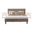 Pemberly Row 3-Piece Wood Bedroom Set Fabric Headboard Khaki Cream