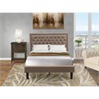 Pemberly Row 2-Piece Bedroom Set with Khaki Fabric Bed and Nightstand