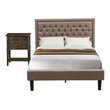 Pemberly Row 2-Piece Bedroom Set with Khaki Fabric Bed and Nightstand