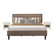 Pemberly Row 3-Piece King Bedroom Set with Dark Khaki Fabric Headboard