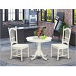 Pemberly Row 3-Piece Dining Set with Round Wood Table in Linen White