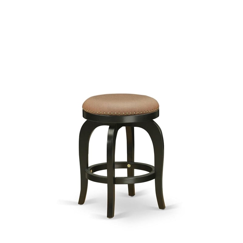 Pemberly Row 24-Inch Backless Wooden Swivel Bar Stool in Brown Roast